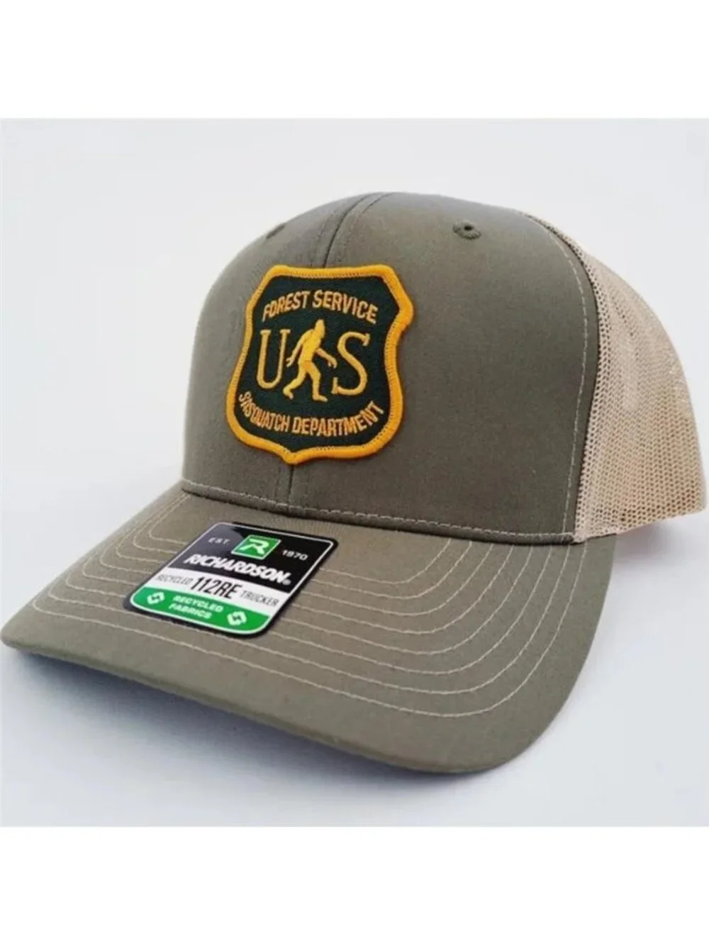 Retro Sasquatch Forest Service Trucker Hat Bigfoot Patch Richardson 112RE Funny